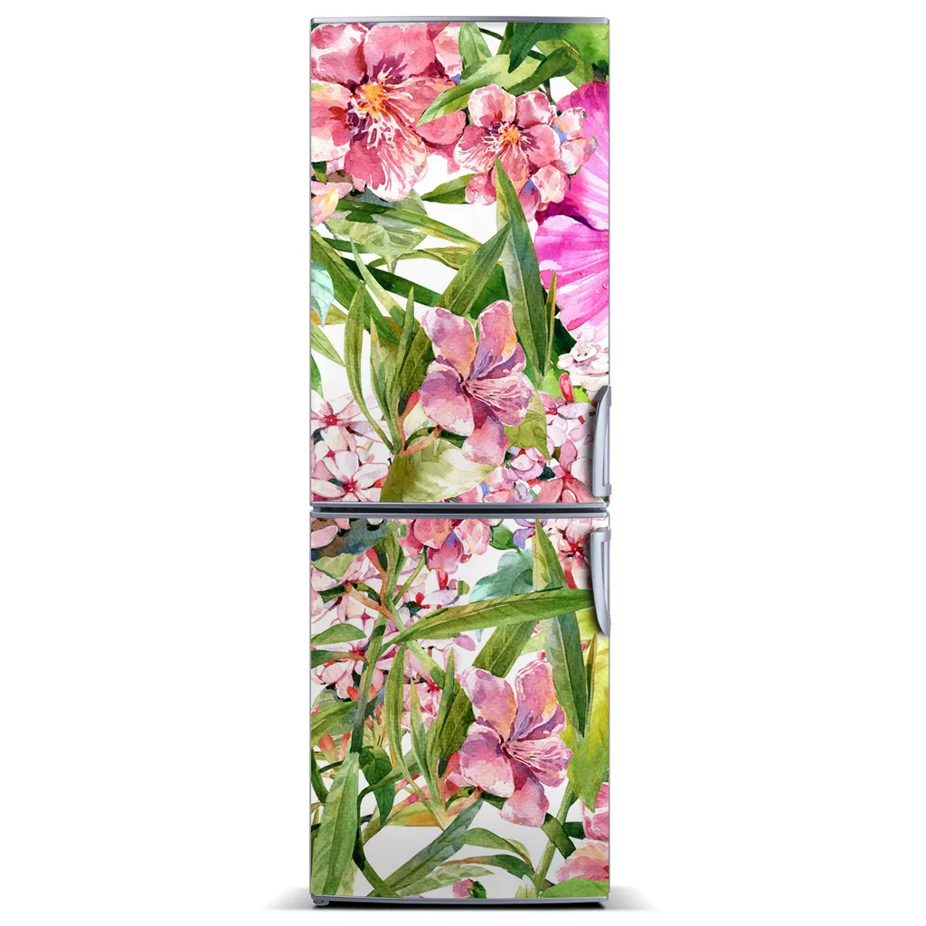 Tulup Kühlschrankdekoration - Magnetmatte - 60 cm x 180 cm - Magnet auf dem Kühlschrank - Tropische Blumen